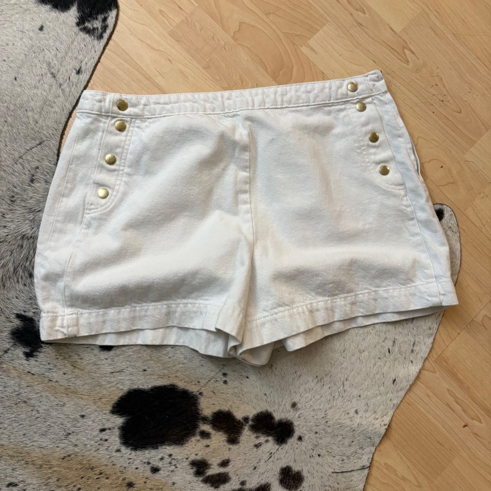 FRAME White The Sailor Snap High-Rise Denim Shorts Size 32‎ - Picture 4 of 11
